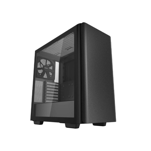 DeepCool CK500 Mid-Tower ATX Case, Full-Size Tempered Glass Window, Two Pre-Installed 140mm Airflow Fans, E-ATX Motherboard Support, Front I/O USB Type-C, Black