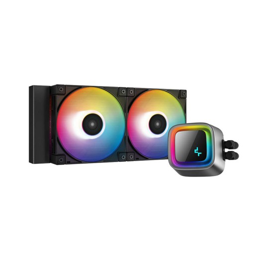 DeepCool LS520 RGB 240mm AIO Liquid CPU Cooler, 3100 RPM Pump Speed, 19 dBA Noise, 4 Pin PWM Fan Connector, ARGB LED, 85.85 CFM Fan Airflow, 12 VDC Voltage, Black | R-LS520-BKAMNT-G-1