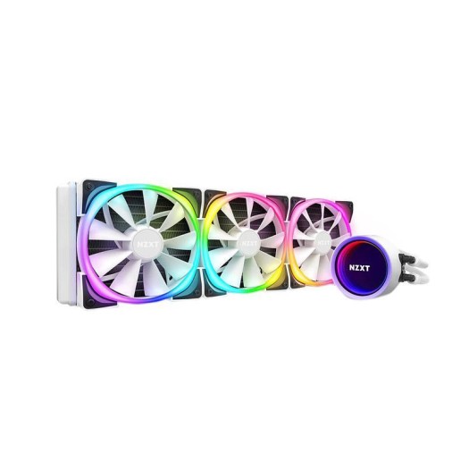 NZXT Kraken X73 RGB 360mm - RL-KRX73-RW - AIO RGB CPU Liquid Cooler - Rotating Infinity Mirror Design - Powered By CAM V4 - RGB Connector - 3 x Aer P120 120mm Radiator Fans White LGA 1700 Compatible