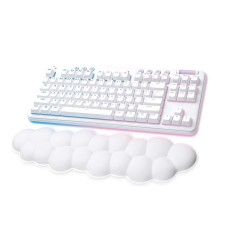 Logitech G715 Wireless Mechanical Gaming Keyboard with LIGHTSYNC RGB, LIGHTSPEED, Tactile Switches (GX Red), and Keyboard Palm Rest, PC/Mac Compatible - White Mist
