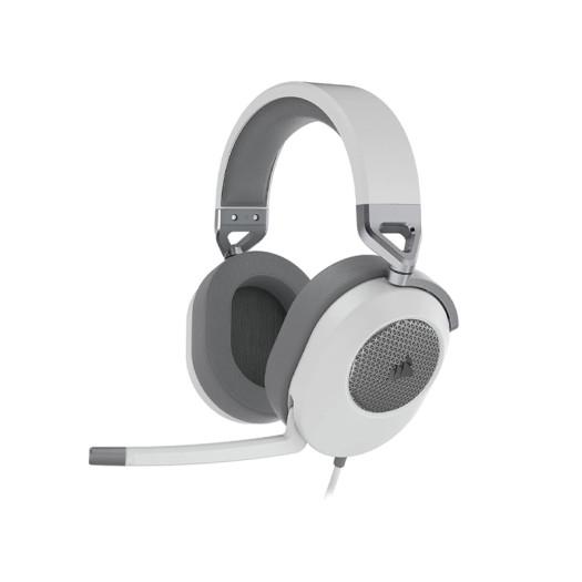 Corsair HS65 Surround Gaming Headset (Leatherette Memory Foam Ear Pads, Dolby Audio 7.1 Surround Sound On PC And Mac, SonarWorks SoundID Technology, Multi-Platform Compatibility) White