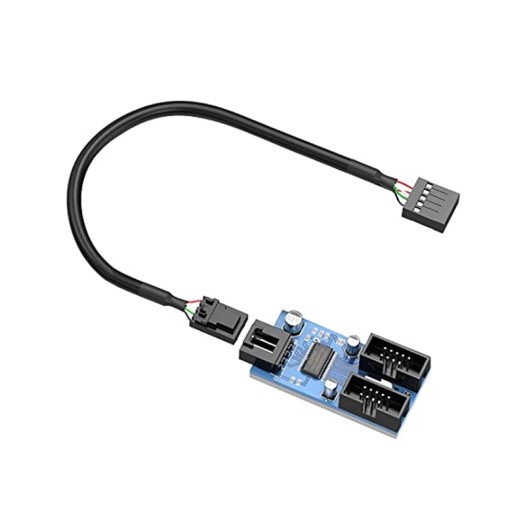 Motherboard USB 2.0 9 Pin Header 1 to 2 Extension Hub Splitter Adapter - Converter MB One USB 2.0 Female to 2 Female - 30cm Cable 9 Pin Male Adapter Port Multiplier