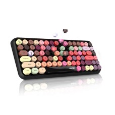 NACODEX 308I Wireless Bluetooth Keyboard, 84 Keys Cute Retro Round Keycaps Mini Keyboard, Portable Computer Keyboard Compatible with Windows iOS Android (Multi Color)