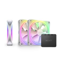 NZXT F120 RGB Duo Triple Pack - 3 x 120mm Dual-Sided RGB Fans with RGB Controller – 20 Individually Addressable LEDs – Balanced Airflow and Static Pressure – Fluid Dynamic Bearing – PWM – White