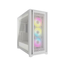 Corsair iCUE 4000D RGB AIRFLOW Mid-Tower Case, True White - 3x AF120 RGB ELITE White Fans - iCUE Lighting Node PRO Controller - High-airflow Design