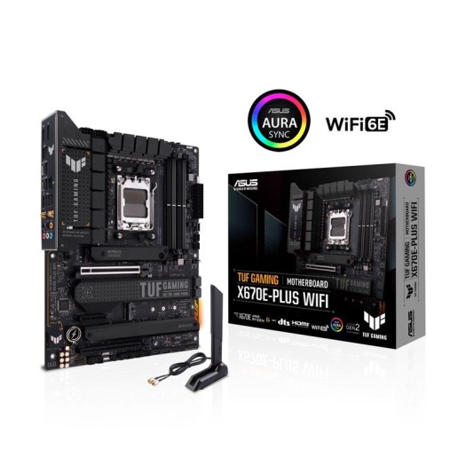 ASUS TUF GAMING X670E-PLUS WIFI 6E Socket AM5 (LGA 1718) Ryzen 7000 ATX Gaming Motherboard (16 Power Stages, PCIe 5.0, DDR5 Memory, Four M.2 Slots, WiFi 6E and 2.5 Gb Ethernet, USB 4 Header, Two-Way AI Noise Cancelation, Aura RGB Lighting)