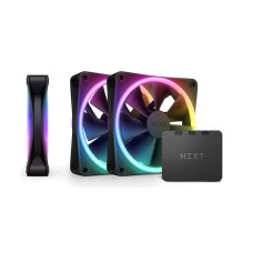 NZXT F120 RGB DUO Triple Pack Fan, 120mm Size, With RGB Controller, 20 Individually Addressable LEDs, Balanced Airflow /Static Pressure, Fluid Dynamic Bearing, 500-800 RPM Speed, Black | RF-D12TF-B1