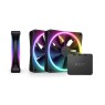 NZXT F120 RGB DUO Triple Pack Fan, 120mm Size, With RGB Controller, 20 Individually Addressable LEDs, Balanced Airflow /Static Pressure, Fluid Dynamic Bearing, 500-800 RPM Speed, Black | RF-D12TF-B1