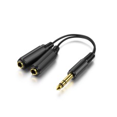 Stereo Plug/Male to Dual 1/4" 6.35mm Jack/Female Splitter Adapter Cable Converter 0.6 feet