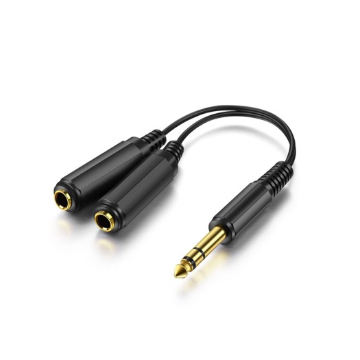 Stereo Plug/Male to Dual 1/4" 6.35mm Jack/Female Splitter Adapter Cable Converter 0.6 feet