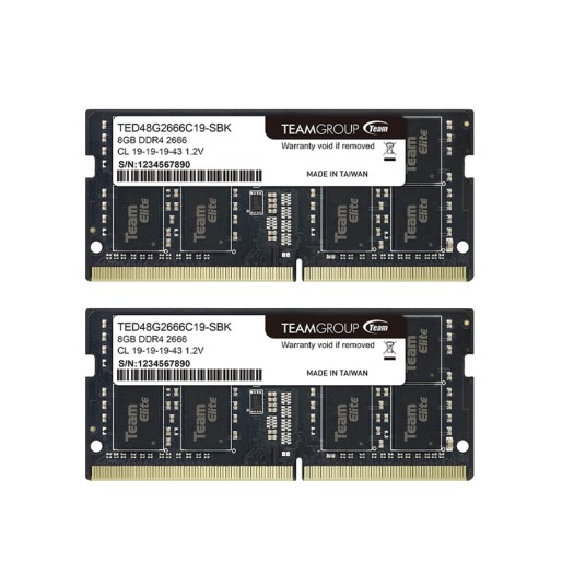 TEAMGROUP Elite DDR4 16GB Kit (2 x 8GB) 2666MHz PC4-21300 CL19 Unbuffered Non-ECC 1.2V SODIMM 260-Pin Laptop Notebook PC Computer Memory Module Ram Upgrade - TED416G2666C19DC-S01