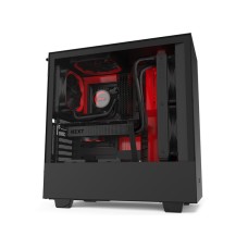 NZXT H510i - Compact ATX Mid-Tower PC Gaming Case - Front I/O USB Type-C Port - Vertical GPU Mount - Tempered Glass Side Panel - Integrated RGB Lighting- Water-Cooling Ready - Black/Red