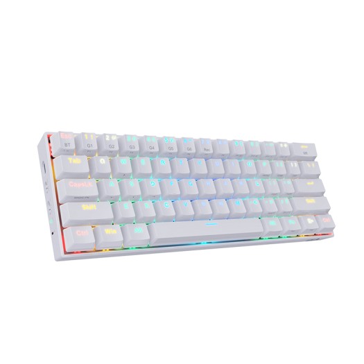 Redragon K530 Draconic 60% Compact RGB Wireless Mechanical Keyboard, 61 Keys TKL Designed 5.0 Bluetooth Gaming Keyboard with Brown Switches - white