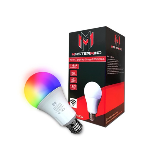 Mastermind Smart WiFi LED RGB 12W Color Changing Bulb -  Work with Alexa Google Home -  E27 - RGBCW