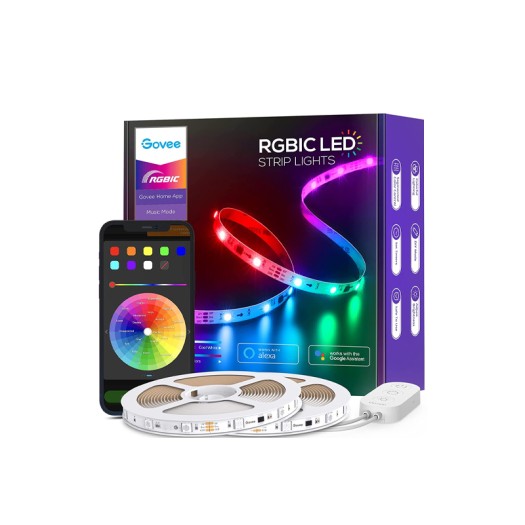 Govee RGBIC LED Strip Lights, 32.8ft WiFi Color Changing LED Lights, APP Control with Segmented Control Smart Color Picking, Works with Alexa and Google Assistant, Music LED Lights for Bedroom, Party - ‎H619C