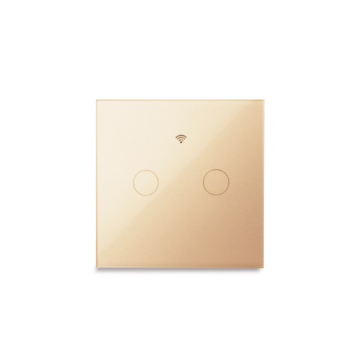 Tuya 2CH Wifi Smart Home Touch Wall Switch for Home Lamps - Gold- PST-WF-E2