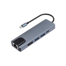 Type- C to HDTV 5 in 1 adaptor, USB- C TO HDMI + LAN + PD HUB