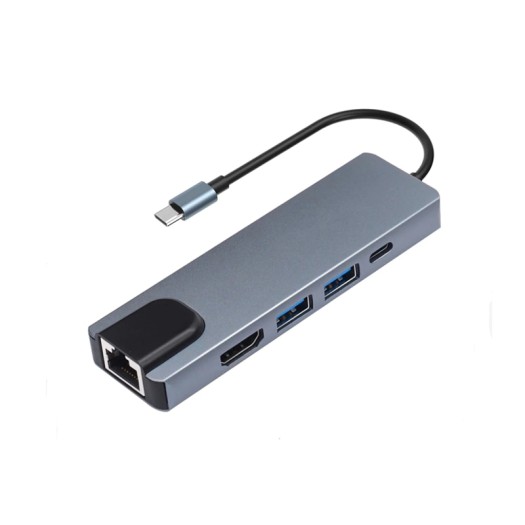Type- C to HDTV 5 in 1 adaptor, USB- C TO HDMI + LAN + PD HUB