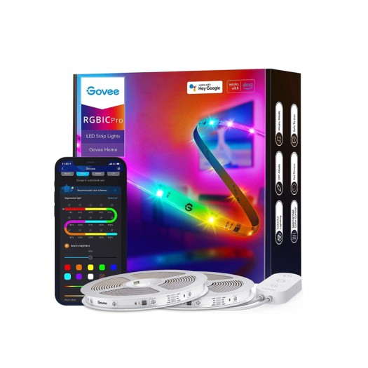 Govee 65.6ft RGBIC LED Strip Lights for Bedroom, Smart LED Strip Lights Alexa Compatible, DIY Multiple Colors on One Line, Color Changing LED Lights Music Sync, WiFi App Control, 2 Rolls of 32.8ft - ‎H619E1D1