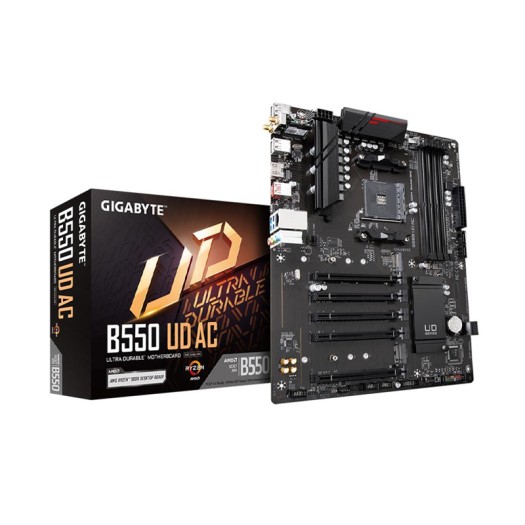 GIGABYTE B550 UD AC (AM4/ AMD/ B550/ ATX/Dual M.2/ SATA 6Gb/s/USB 3.2 Gen 2/ Intel 802.11a/b/g/n/ac/Realtek GbE LAN/PCIe 4.0/ Motherboard)