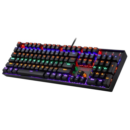 Redragon K551-RGB Mechanical Gaming Keyboard with Cherry MX Blue Switches Vara 104 Keys Numpad Tactile USB Wired Computer Keyboard Steel Construction for Windows PC Games (Black RGB LED Backlit)