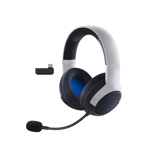 Razer Kaira Dual Wireless Gaming Headset for Playstation 5 / PS5, PC, Mobile, PS4: Triforce 50mm Drivers - HyperClear Cardioid Mic - 2.4GHz and Bluetooth w/SmartSwitch - EQ Toggle - White/Black