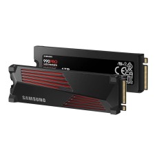 Samsung 990 Pro with Heatsink 1 TB NVMe 2.0 M.2 2280 Internal SSD, 7450 MB/s Sequential Read Speed, 6900 MB/s Sequential Write Speed, 3.3 Voltage, V-NAND 3-bit MLC, Black