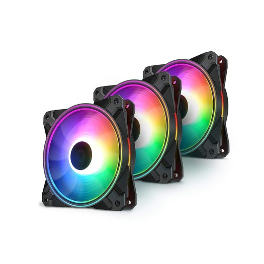 DeepCool CF120 Plus 3in1 PC Fans 3 Packs 120mm 1800RPM PWM Case Fans ARGB Aura SYNC 52.5CFM Computer Cooling Fans Quiet Under 28.8dB(A) High Performance for ATX/MATX PC Cases, Black