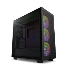 NZXT H7 Flow RGB CM-H71FB-R1 - Compact ATX Mid-Tower PC Gaming Case – High Airflow Perforated Front Panel – Tempered Glass Side Panel – 3 x F140 RGB Core Fans Included – 360mm Radiator Support – Black