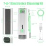 7-in-1 Electronics Cleaner Kit Computer Keyboard Earphone Dust Cleaning Brush Tool for Earbud Cell Phone Laptop Camera - Green