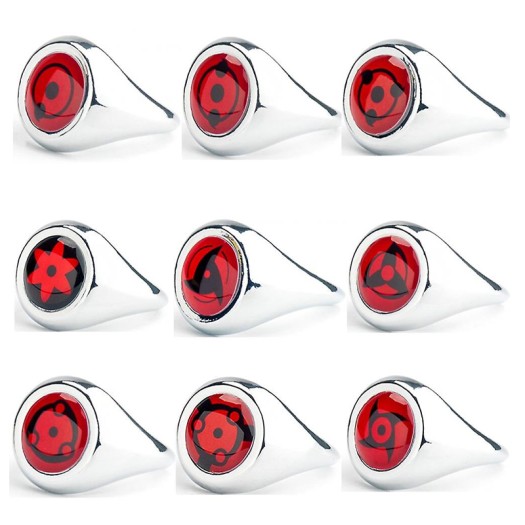 Naruto Akatsuki Sharingan Ring Anime Itachi Action Figure Cosplay Metal Jewerly Accessory Children Kids - 1 pcs