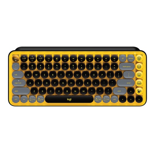 Logitech POP Keys Mechanical Wireless Keyboard with Customizable Emoji Keys, Durable Compact Design, Bluetooth or USB Connectivity, Multi-Device, OS Compatible - Blast Yellow