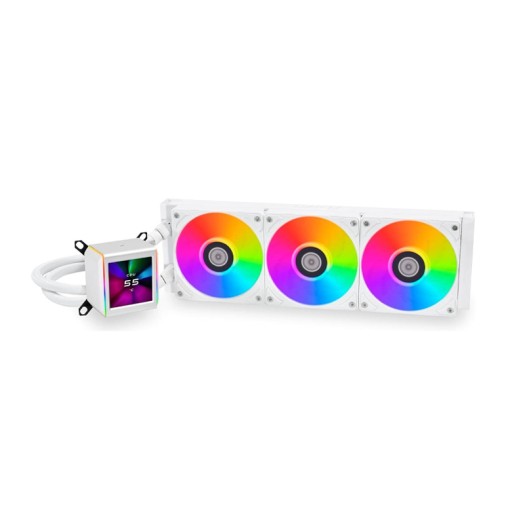 Lian Li Galahad II LCD 360 AIO RGB CPU Liquid Cooler, 2.88” IPS LCD Screen, Asetek 8th Gen 3600 RPM Pump, 120mm FDB Fans, Up to 2450 RPM Fan Speed, 79.9 CFM Airflow, White | G89.GA2ALCD36W.00