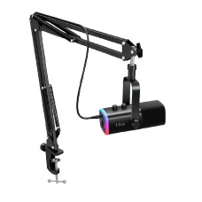 FIFINE XLR/USB Gaming Microphone Set, Dynamic PC Mic for Streaming Podcasting, Computer RGB Mic Kit with Boom Arm Stand, Mute Button, Headphones Jack, for Recording Vocal Voice-Over-AmpliGame AM8T