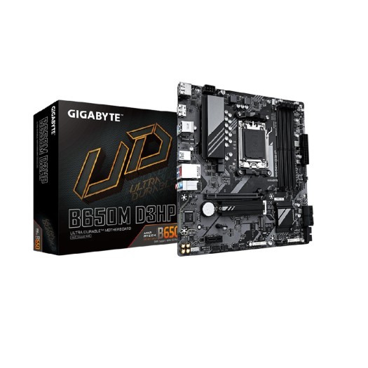 GIGABYTE B650M D3HP AM5 LGA 1718 AMD B650 M-ATX Motherboard, DDR5, 2x PCIe 4.0 M.2, PCIe 4.0, USB 3.2 Gen2 Type-C, 2.5GbE LAN