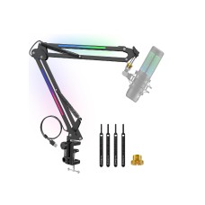 ZealSound RGB Microphone Arm Stand,Mic Arm with RGB Light for QuadCast/Blue Yeti/Snowball/Shure SM7B/Rode NT1/Elgato,Rotatable Suspension Boom Scissor Stand HT-35